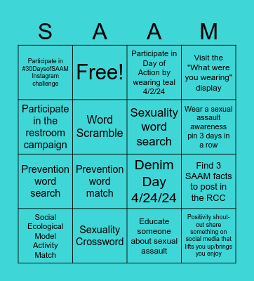 SAAM BINGO Card