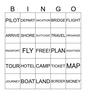 Organizing a Trip Bingo Card