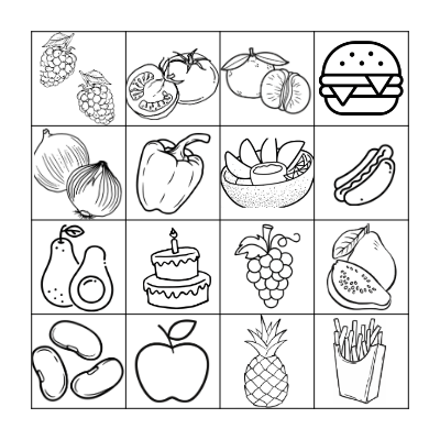 Healthy and Unhealthy food Bingo Card