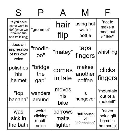 SPAMF BINGO Card
