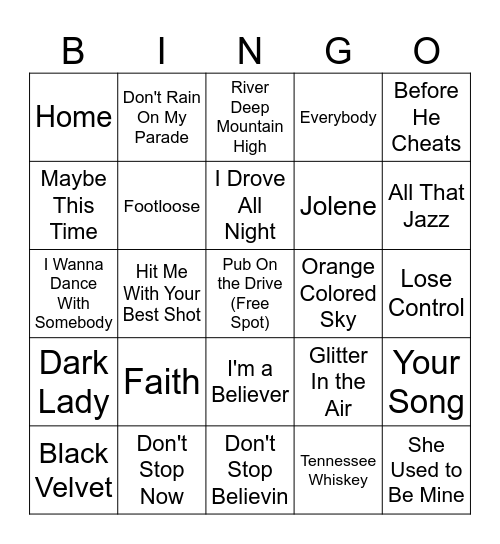 Sunday Shenanigans! Bingo Card