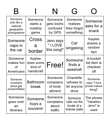 PDX Roadtrip 2024 Bingo Card