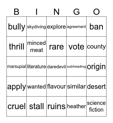 ile 5 1-20 Bingo Card