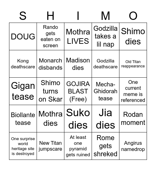 GXK BINGO Card