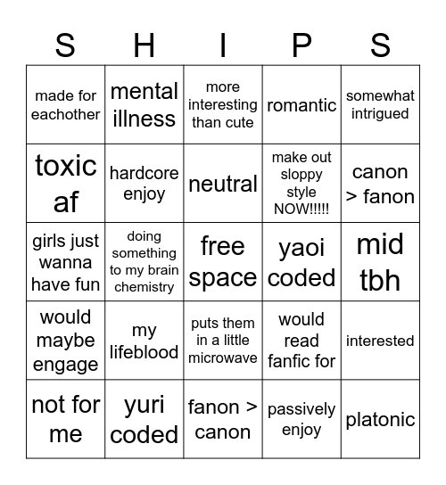 shipping bingo Card