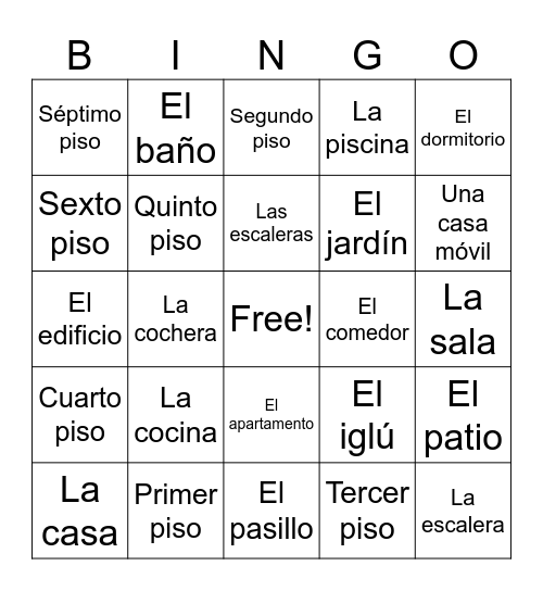 La casa Bingo Card