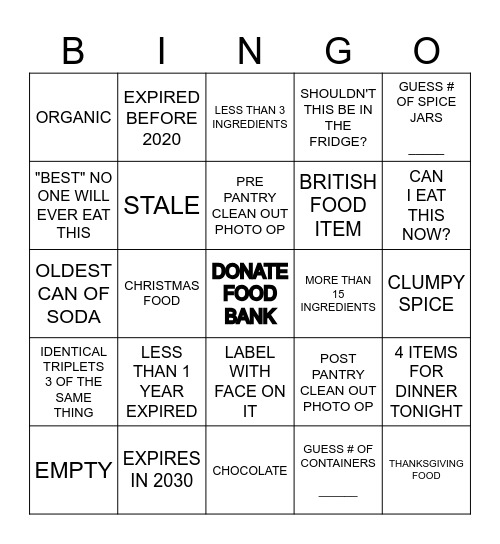PANTRY CLEAN OUT Bingo Card