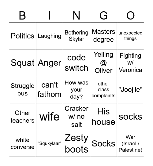 Serven Bingo! Bingo Card