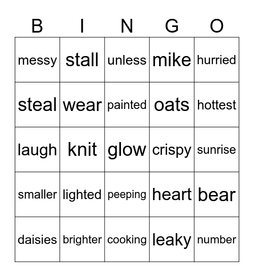 Plus Lesson 47 Sight and Sound 25 words only Bingo Card