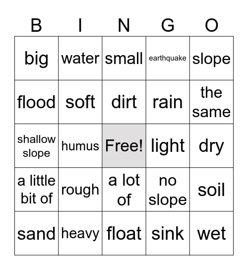 Landslides Bingo Card
