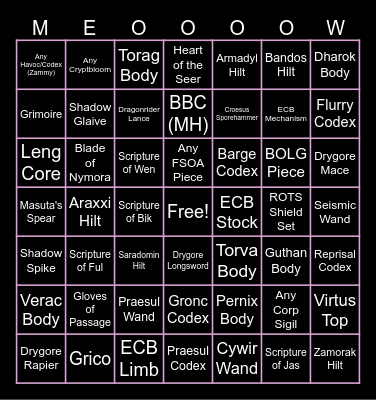 PVM Plaza Bingo (Meow Gang) Bingo Card