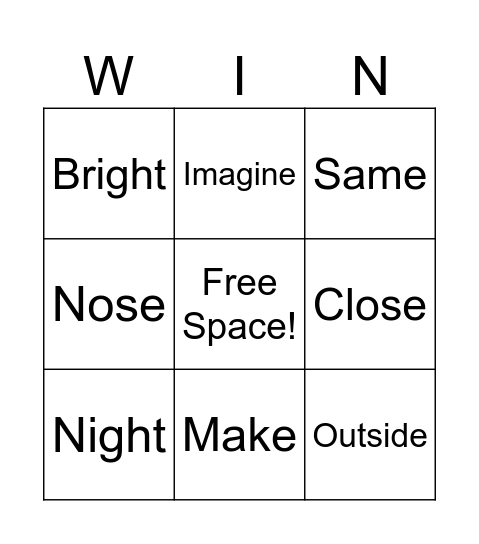 WINGO! Bingo Card
