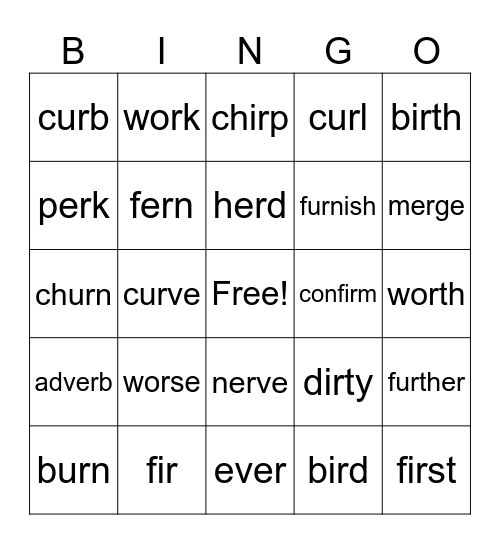 Lesson 82 part I Bingo Card