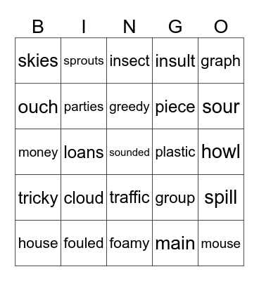 Plus Lesson 48 Sight and Sound words 25 only Bingo Card