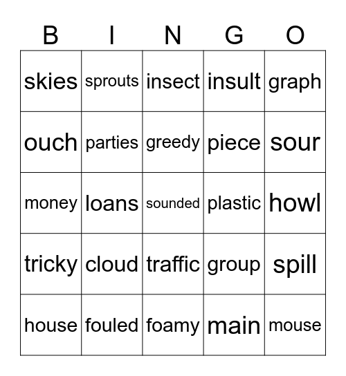 Plus Lesson 48 Sight and Sound words 25 only Bingo Card