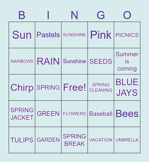 SPRING BLING BINGO! Bingo Card