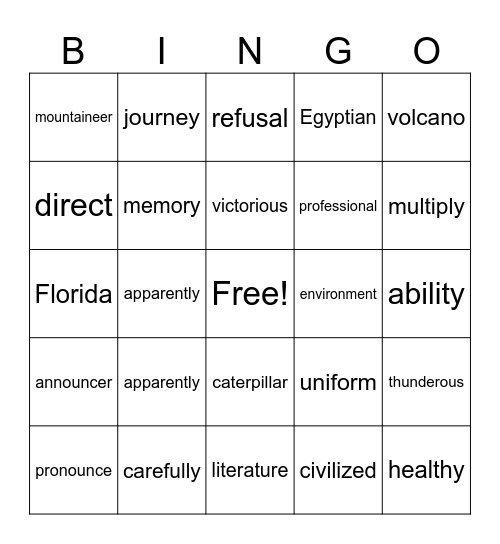 CHALLENGE BINGO Card