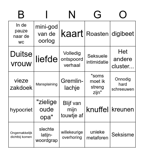 Torrie's bingo Card