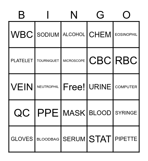 FCH LAB BINGO! Bingo Card