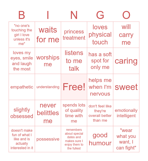 ♡ perfect partner ♡ Bingo Card