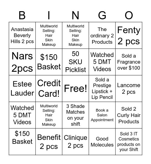 Store 1340 Challenge Bingo Card