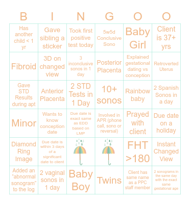 APRIL SONOGO Bingo Card
