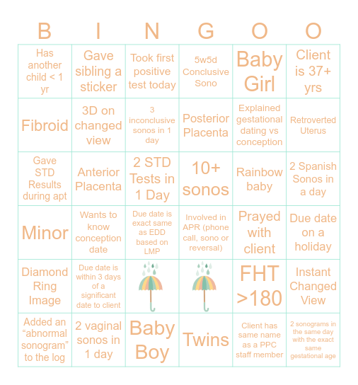 APRIL SONOGO Bingo Card