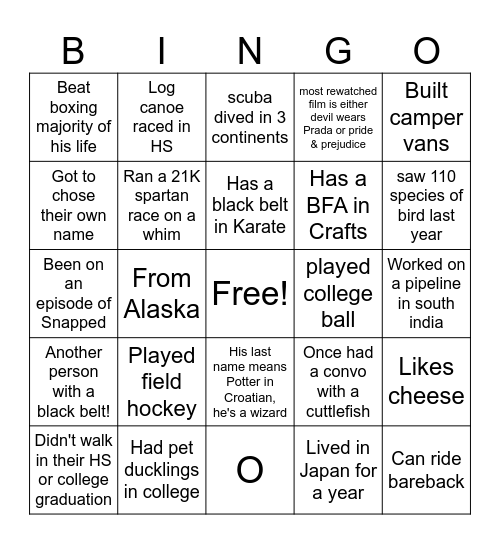 Get to know your co-workers by finding someone who Bingo Card