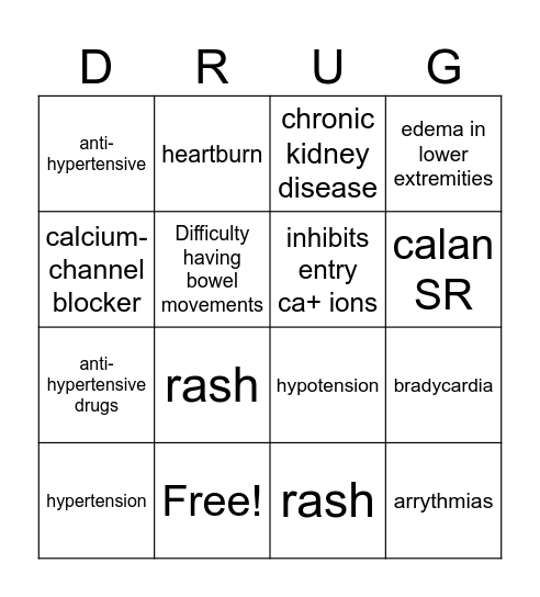 Verapamilll Bingo Card