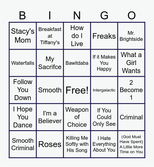 MUSIC BINGO at the Ann Arbor Eagles! Bingo Card