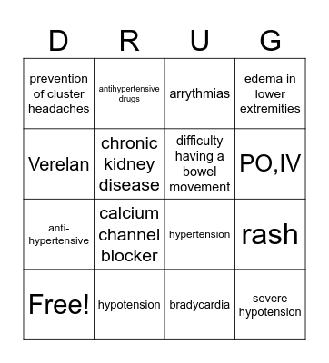 Verapamilll TEST Bingo Card