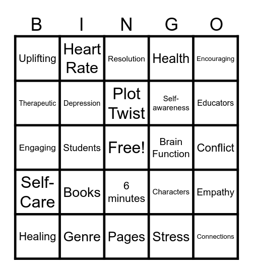 Bibliotherapy Bingo Card