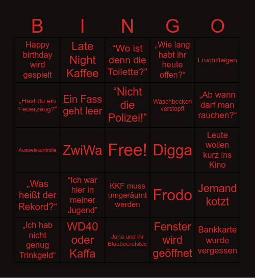 KKF 2 Bingo Card