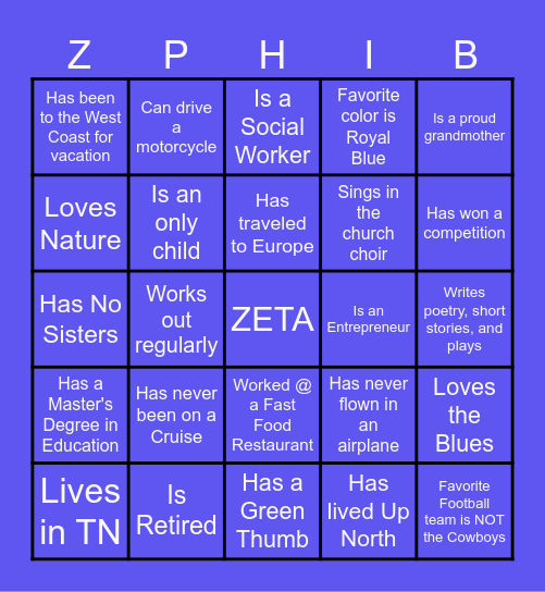 Who Are You Bingo Card