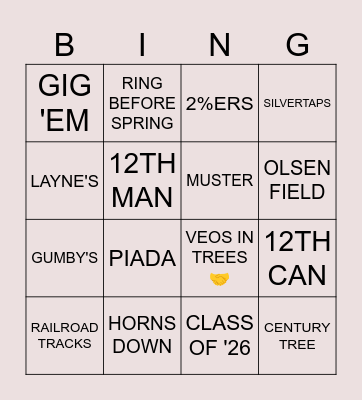 Aggie Loteria Bingo Card