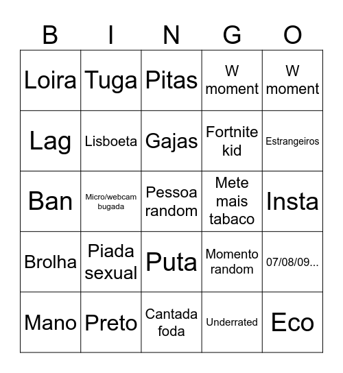 CHAT PT BINGO Card