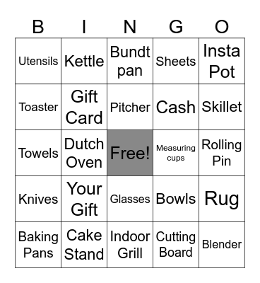Julia’s Bridal Shower Bingo Card