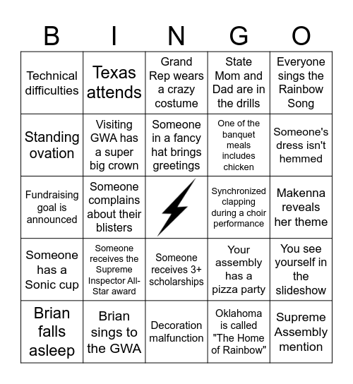 Grand Assembly Bingo Card
