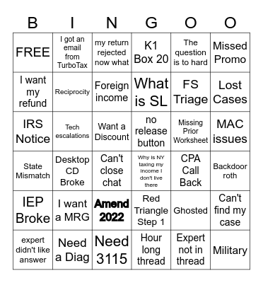 Turbotasic Bingo Card