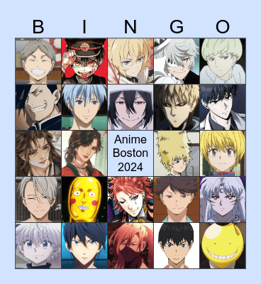 Anime Boston 2024 - Boys Bingo Card