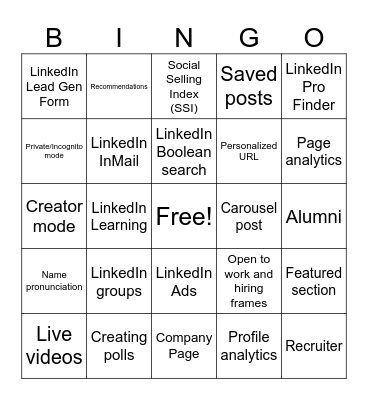 LinkedIn Bingo Card