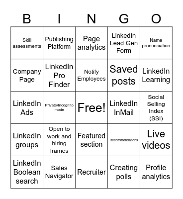 LinkedIn Bingo Card