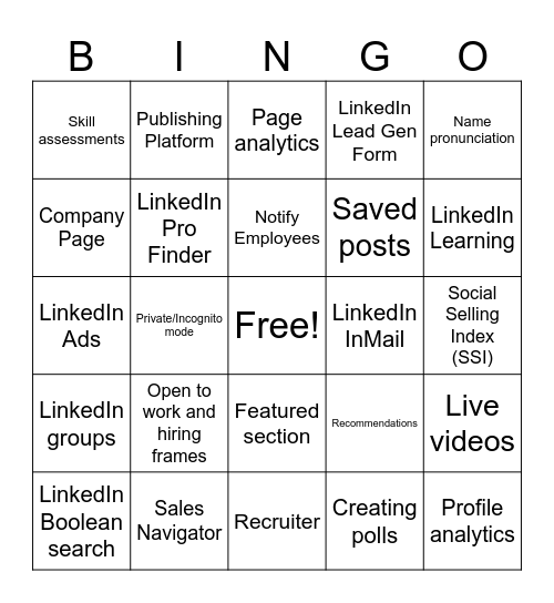 LinkedIn Bingo Card