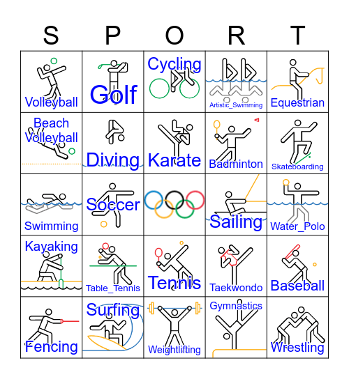 Olympics Bingo Card