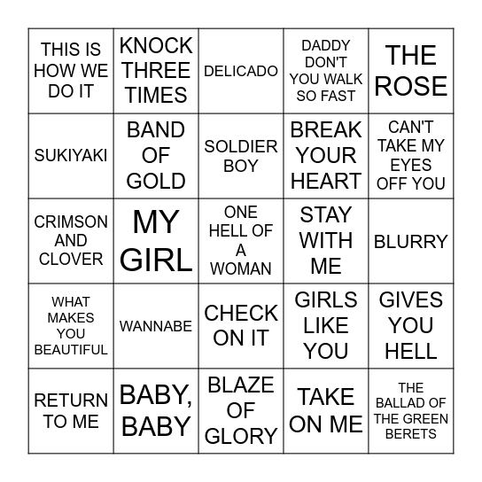 BILLBOARD #10S Bingo Card