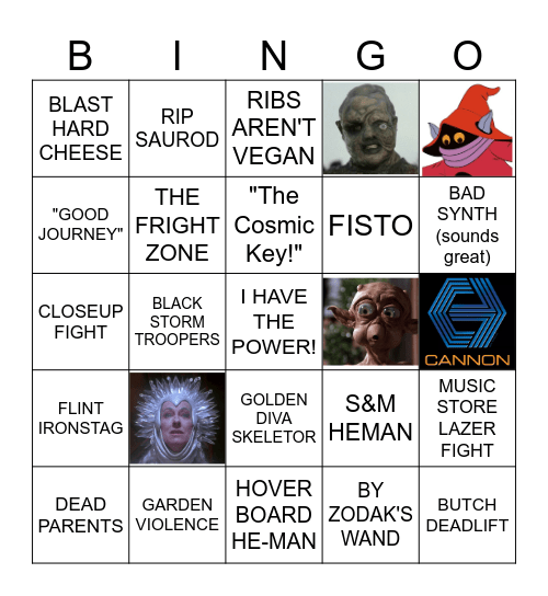 B-MOVIE BINGO: MOTU (1987) Bingo Card