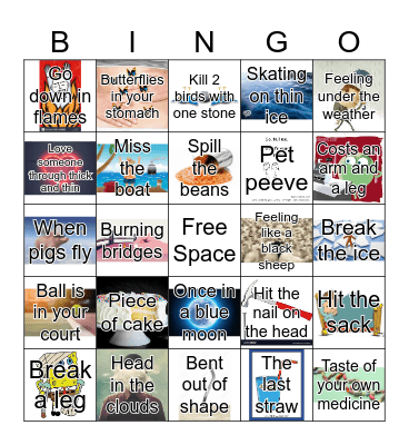 Idioms Bingo Card