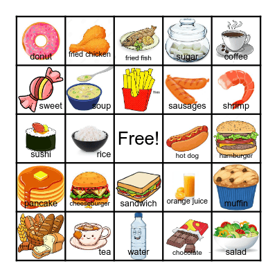 FOOD & DRINKS BINGO Card