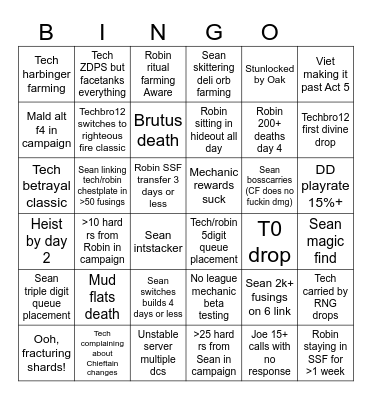 POE 3.24 Bingo Card