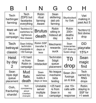 POE 3.24 Bingo Card